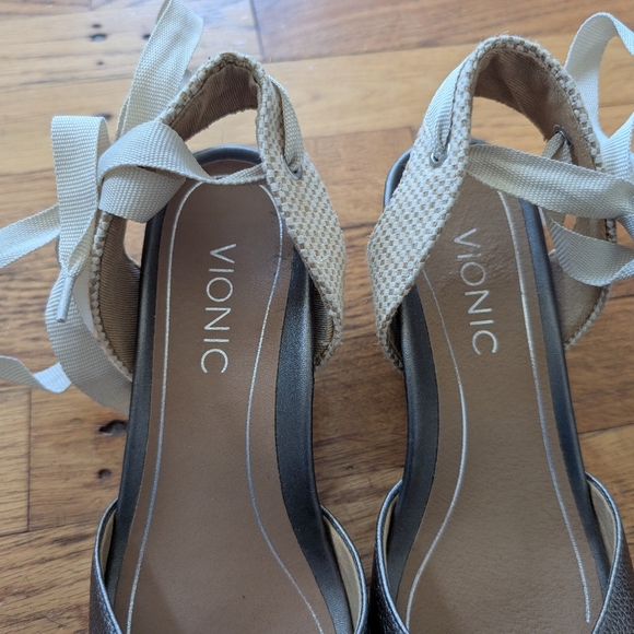 Vionic  Maris Metallic Espadrille Wedges - Picture 3 of 7